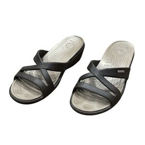 Crocs Womens Patricia II Wedge Slip On Sandals Espresso Brown Size 9 Comfort